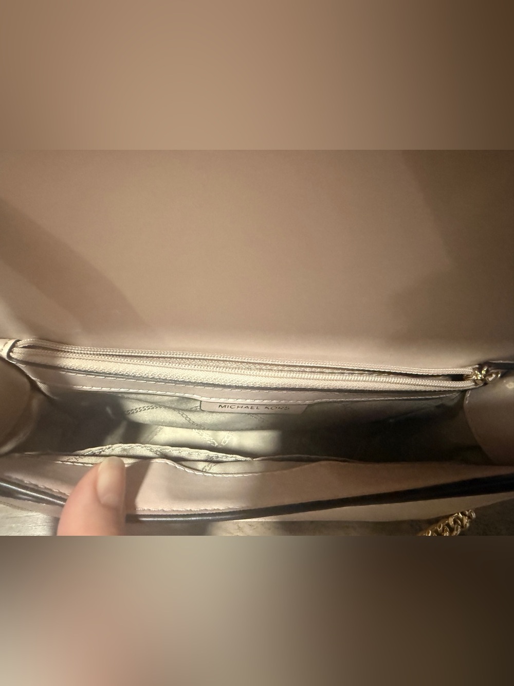Michael Kors Pale Pink Saffiano Leather Chain Crossbody - Picture 10 of 14